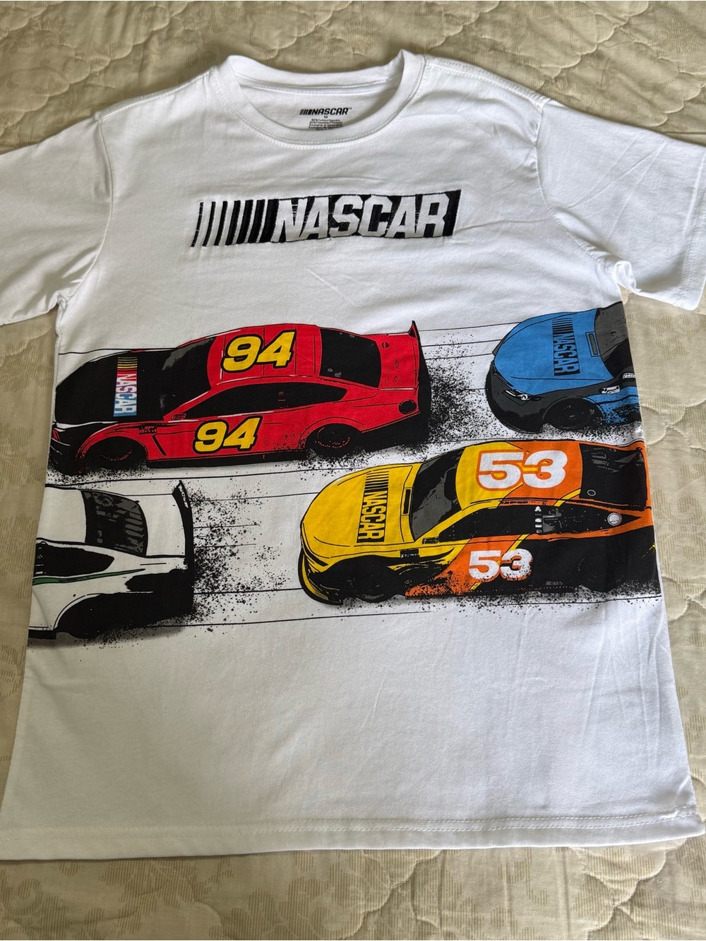 NASCAR Men’s T-Shirt White Logo Racing Graphic Tee Short Sleeves Size M New